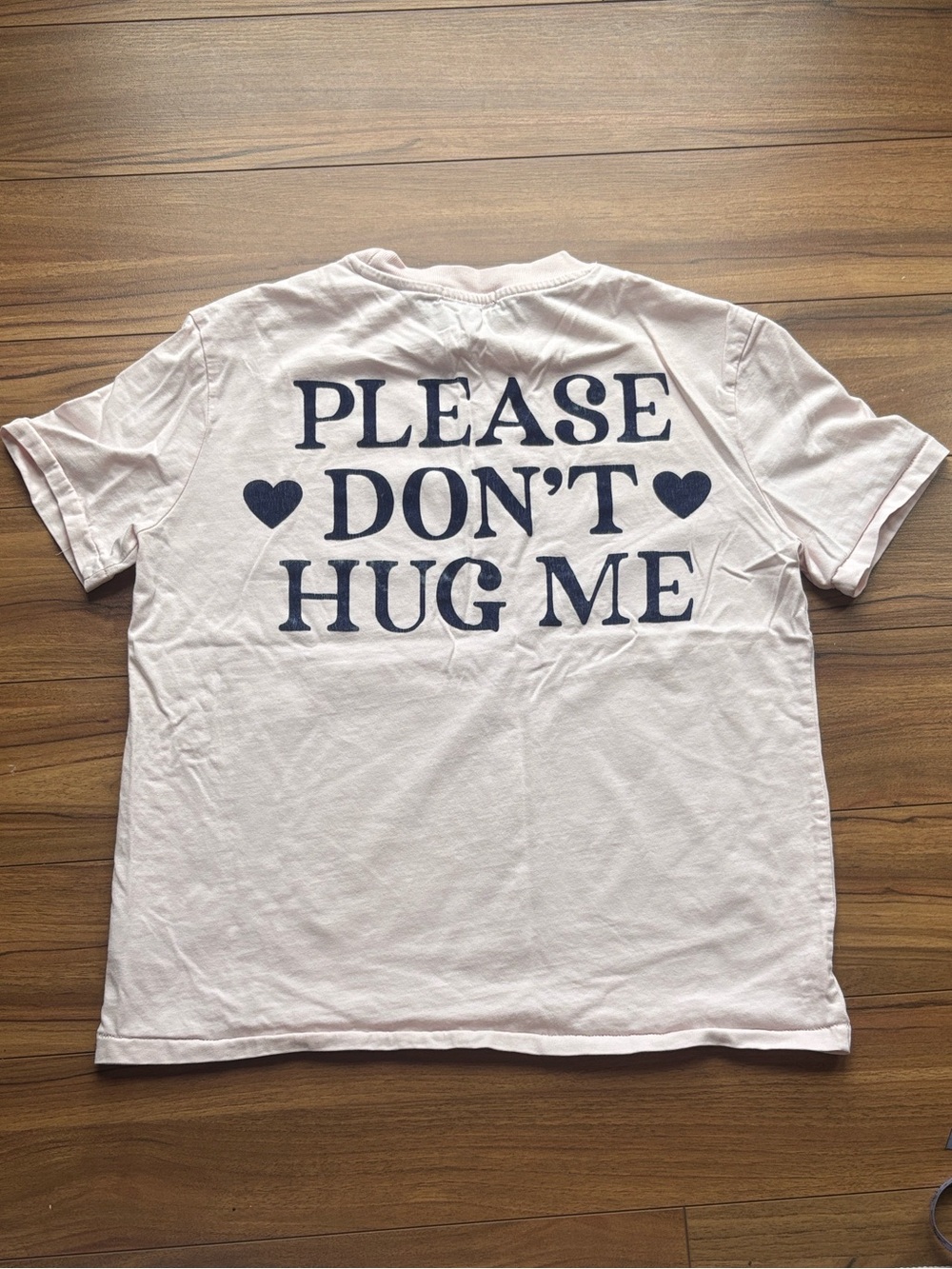 'Please Don't Hug Me' Graphic Tee - Light Pink